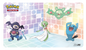 A colorful gaming playmat featuring Pokémon characters like Gardevoir, Mismagius, Ludicolo, and Wobbuffet. Brand: Ultra PRO, Item: Gallery Series: Trick Room Standard Gaming Playmat for Pokémon.
