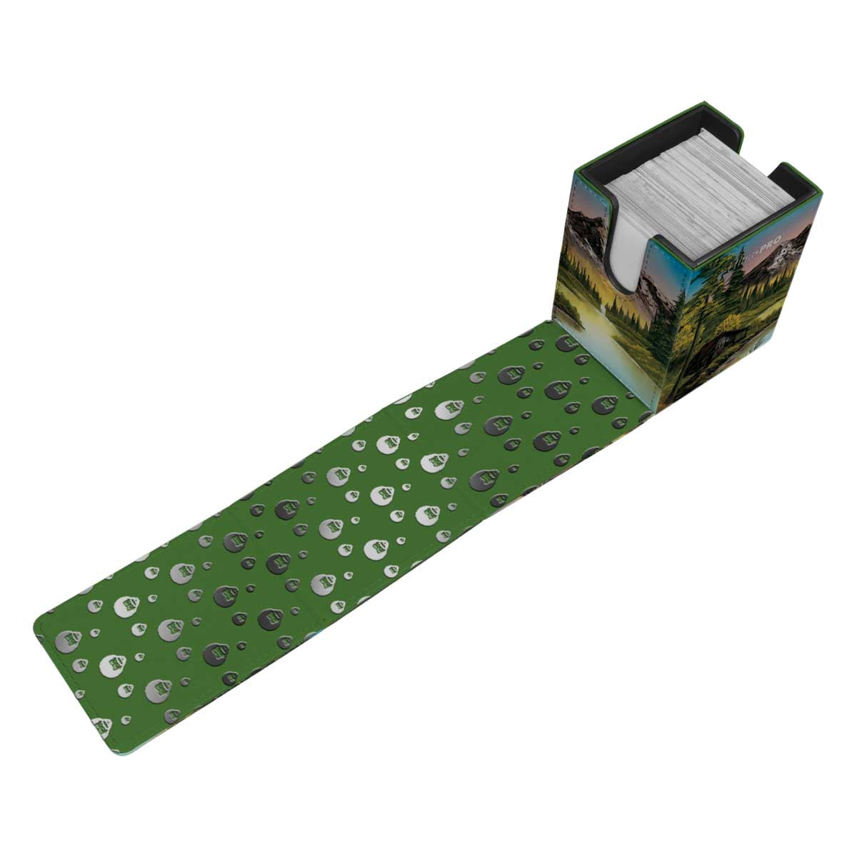 A Bob Ross Mountain Retreat ALCOVE Flip Deck Box. Brand: Ultra PRO, Item: Bob Ross Mountain Retreat ALCOVE Flip Deck Box.