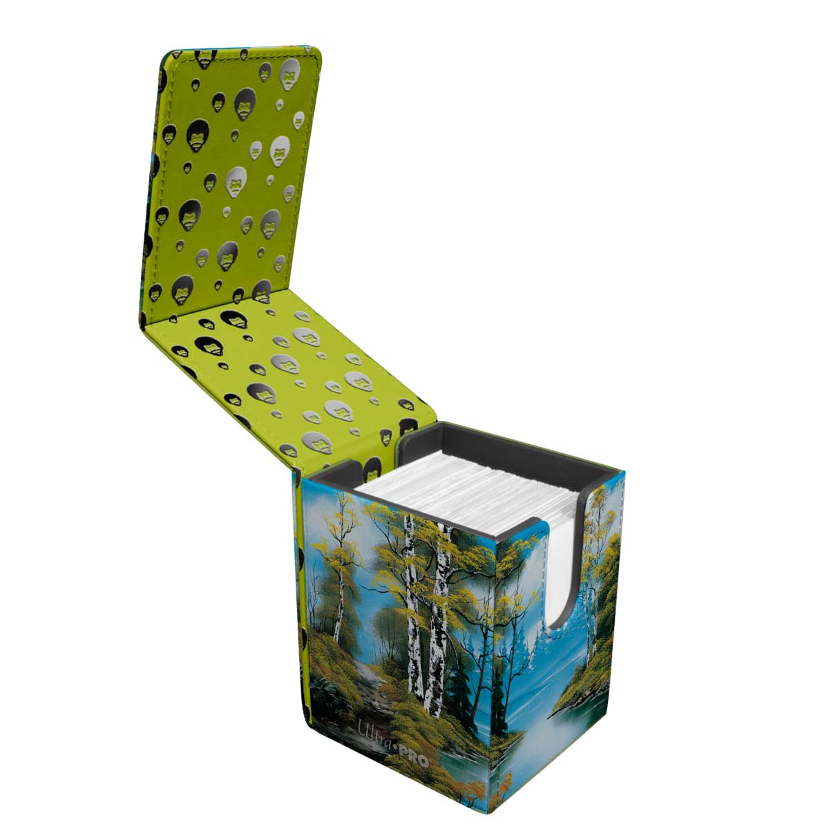 A Bob Ross Lakeside Path ALCOVE Flip DECK BOX. Brand: Ultra PRO, Item: Bob Ross Lakeside Path ALCOVE Flip DECK BOX