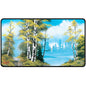 A Bob Ross Lakeside Path Black Stitched Playmat. Brand: Ultra PRO, Item: Lakeside Path Playmat.