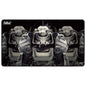 A black stitched edge playmat featuring the Fallout Brotherhood of Steel logo and power armor. Brand: Ultra PRO, Item: Fallout - Brotherhood of Steel Black Stitched Edge Playmat for Tabletop Gaming