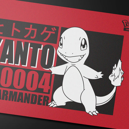 A red and black Charmander Playmat for Pokémon. Brand: Pokemon, Item: Charmander Playmat.