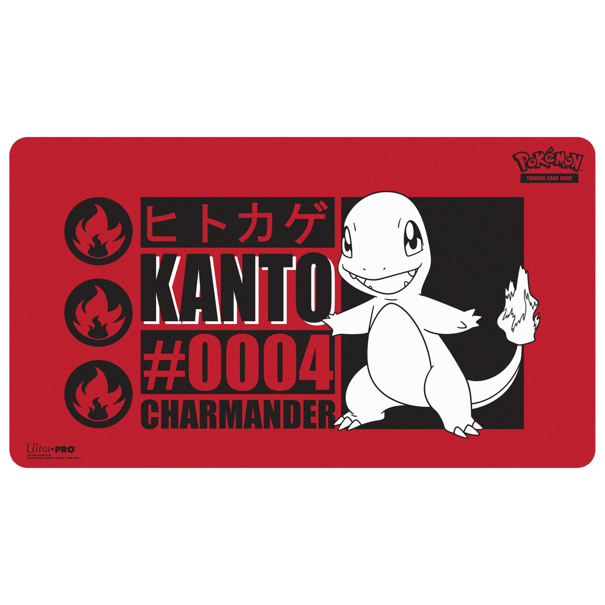 A red Charmander Playmat. Brand: Ultra PRO, Item: Charmander Playmat for Pokémon