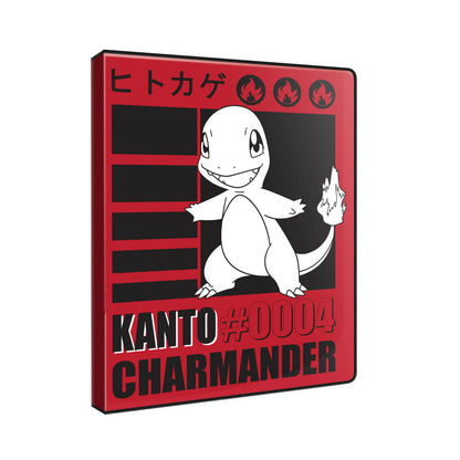 A red and black Charmander 9-Pocket Portfolio. Brand: Pokemon, Item: Charmander 9-Pocket Portfolio for Pokemon