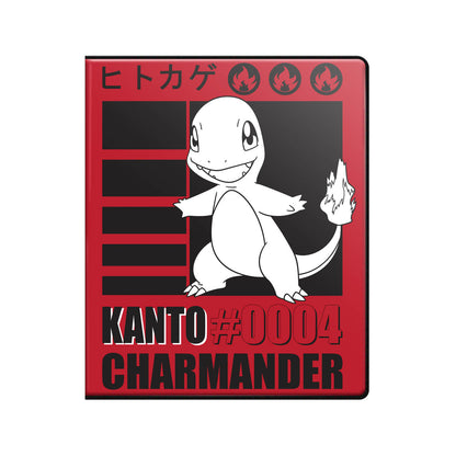 A red and black Charmander 9-Pocket Portfolio for Pokemon. Brand: Pokemon, Item: Charmander 9-Pocket Portfolio.