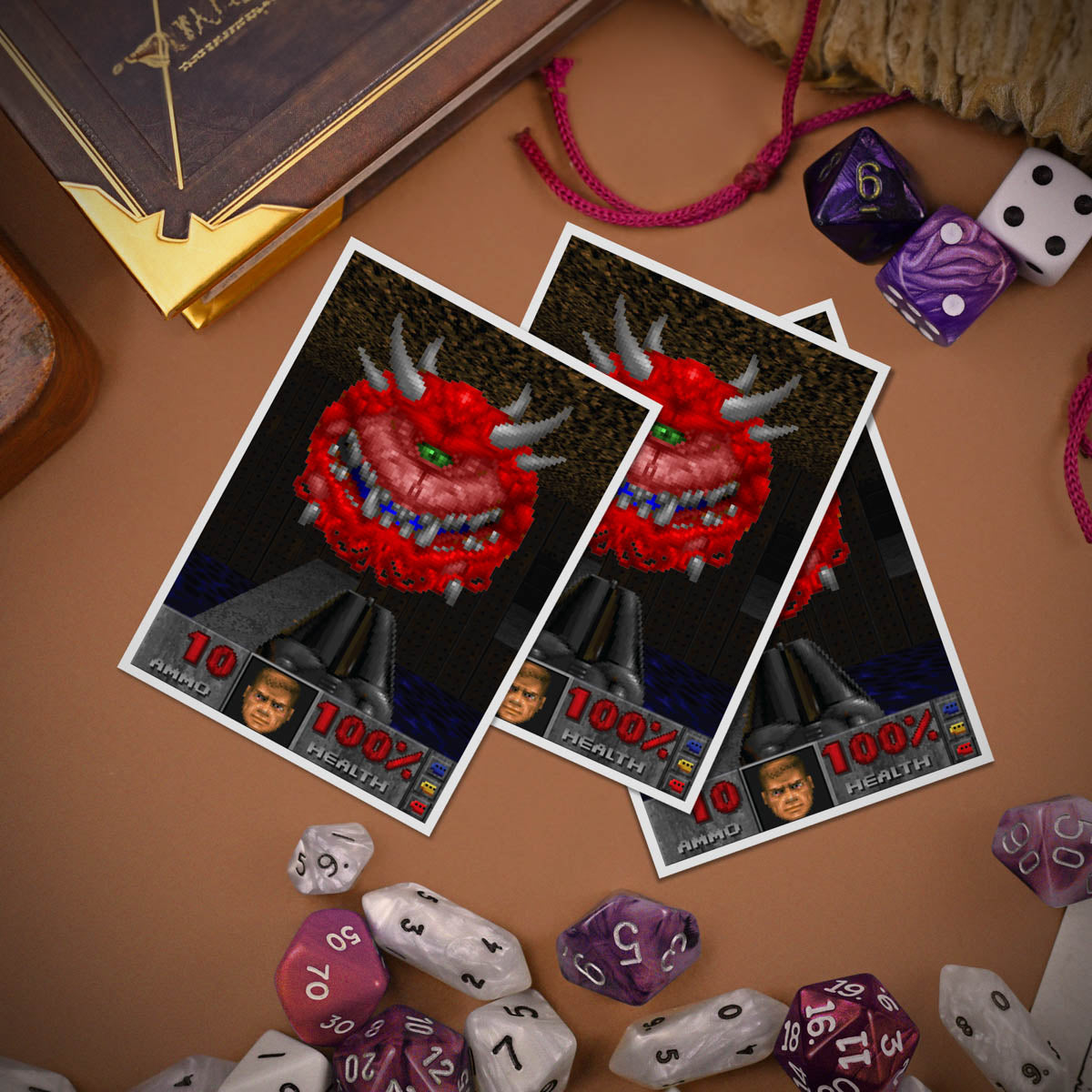 A set of DOOM Cacodemons Apex Deck Protector sleeves featuring the iconic monster from the classic video game.