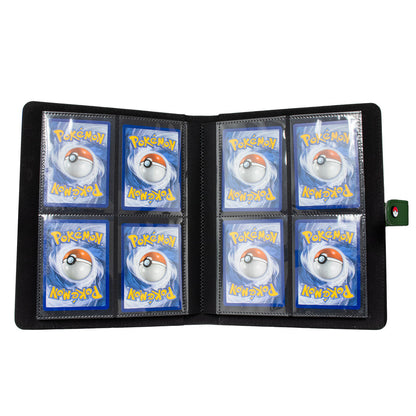 A black 4-pocket premium snap binder for the Pokemon Trading Card Game, featuring clear card sleeves.