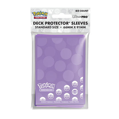 A purple polka dot pattern 65ct Deck Protector Sleeves for Pokemon. Brand: Ultra PRO, Item: Energy - Psychic Type 65ct DECK PROTECTOR® Sleeves for Pokémon