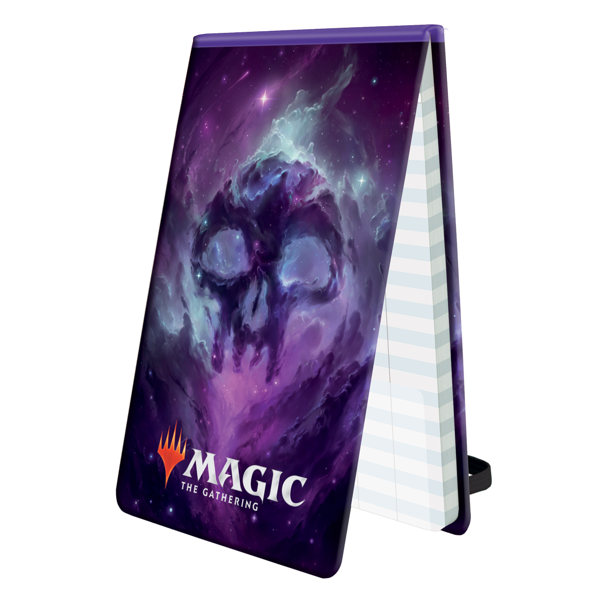 A purple and blue nebula-themed Magic: The Gathering Life Pad. Brand: Ultra PRO, Item: Celestial Swamp Life Pad