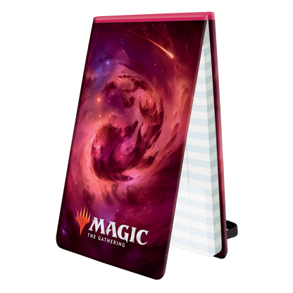 A red and purple galaxy-themed Magic: The Gathering Life Pad. Brand: Ultra PRO, Item: Celestial Mountain Life Pad