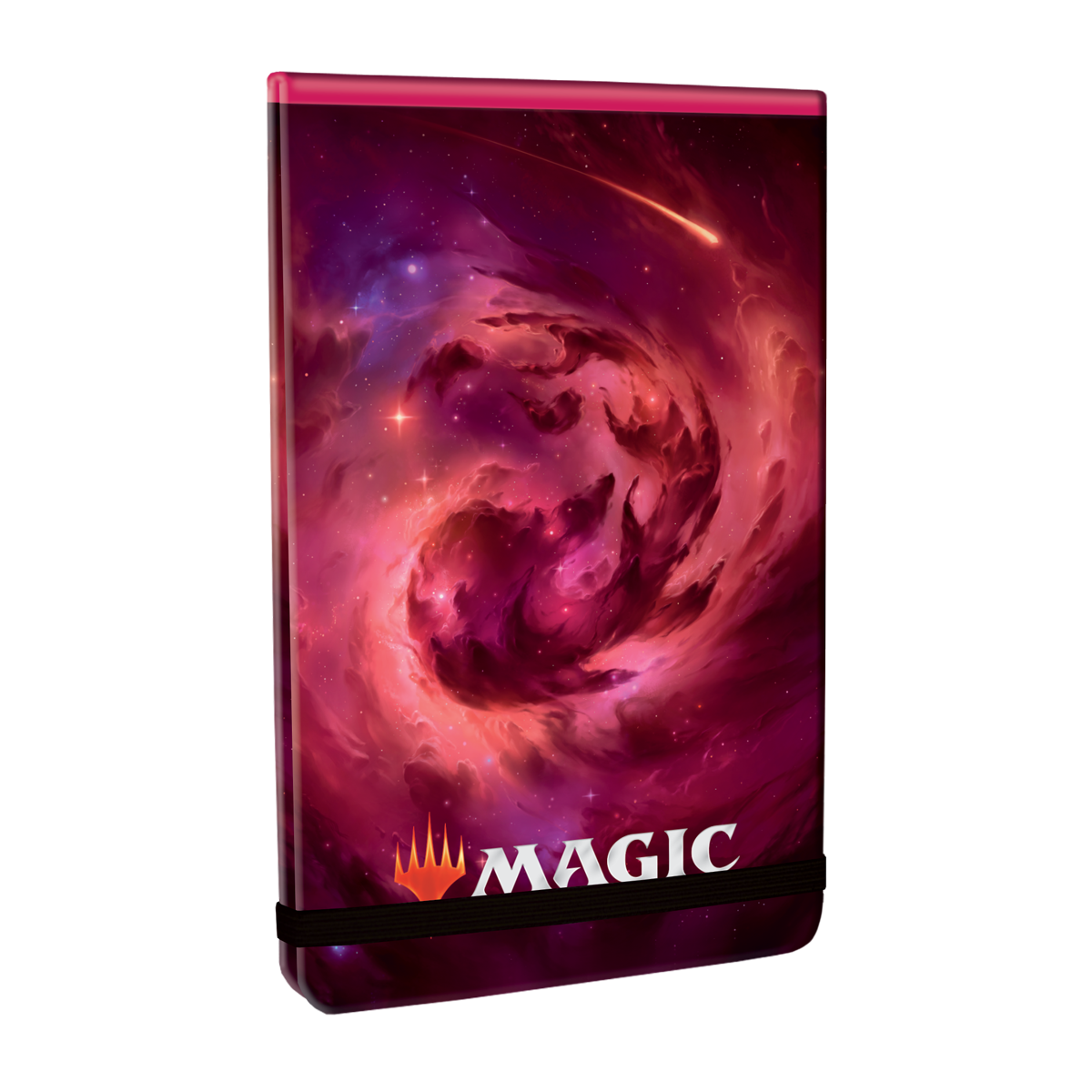 A purple and red galaxy-themed deck box. Brand: Magic: The Gathering, Item: Celestial Mountain Life Pad