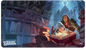 A Dungeons & Dragons Cover Series Candlekeep Mysteries Standard Gaming Playmat by Ultra PRO. Features two characters studying in a dimly lit library filled with books.