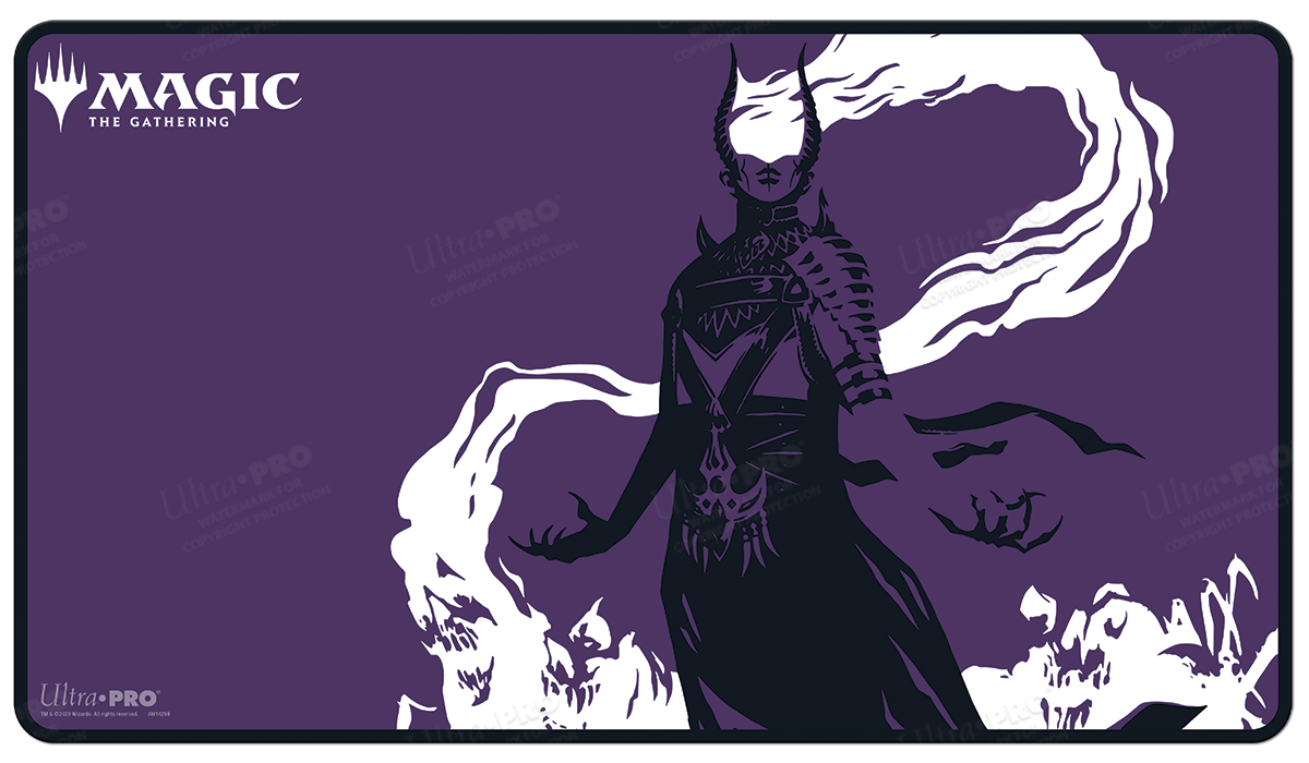 A purple Magic: The Gathering playmat featuring Ashiok. Brand: Ultra Pro, Item: Ashiok Accessories Bundle for Magic: The Gathering.