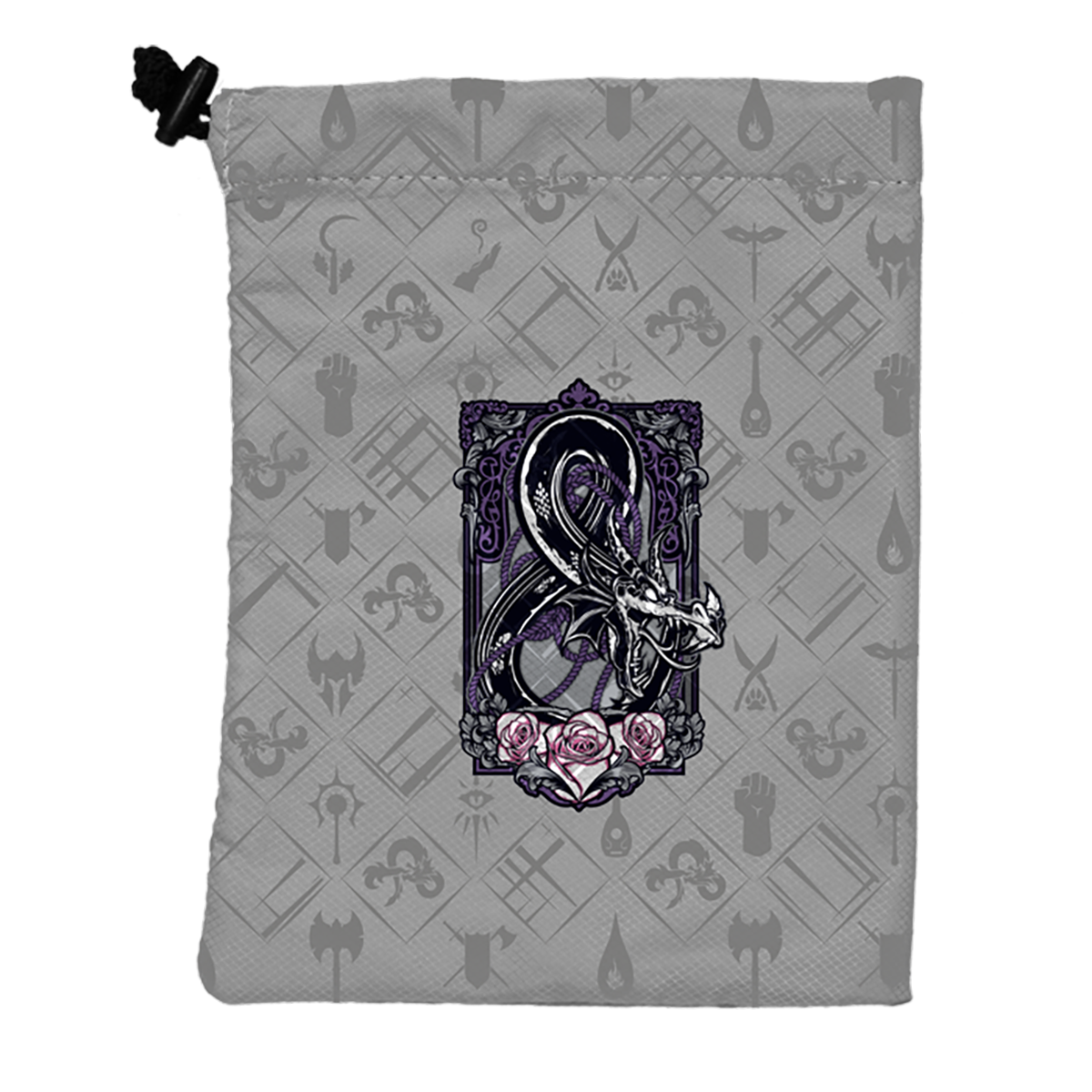 A grey Hydro74 Treasure Nest Dice Bag for Dungeons & Dragons. Brand: Ultra PRO, Item: Mind Flayer.