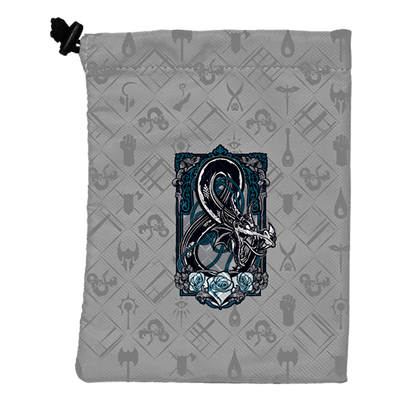 A grey Hydro74 Treasure Nest Dice Bag for Dungeons & Dragons. Brand: Ultra PRO, Item: Lich.