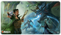 A colorful Magic: The Gathering playmat featuring a fantasy scene with a blue dragon, adventurers, and a bard. Brand: Ultra PRO, Item: Adventures in the Forgotten Realms The Party Fighting Blue Dragon Standard Gaming Playmat.