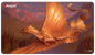 A golden dragon flying over mountains and forests, Magic: The Gathering playmat. Brand: Ultra PRO, Item: Adventures in the Forgotten Realms Adult Gold Dragon Standard Gaming Playmat