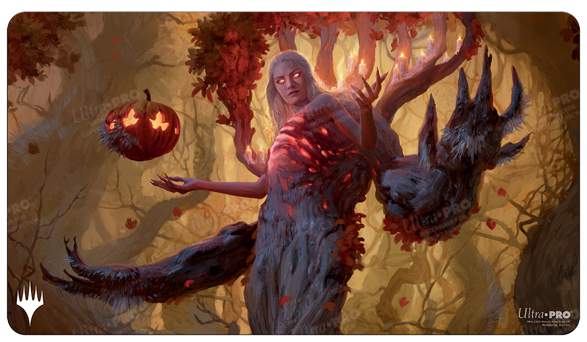 A fantasy art Standard Gaming Playmat featuring Wrenn and Seven from Magic: The Gathering's Innistrad: Midnight Hunt set. Brand: Ultra PRO, Item: Innistrad: Midnight Hunt Wrenn and Seven Standard Gaming Playmat.