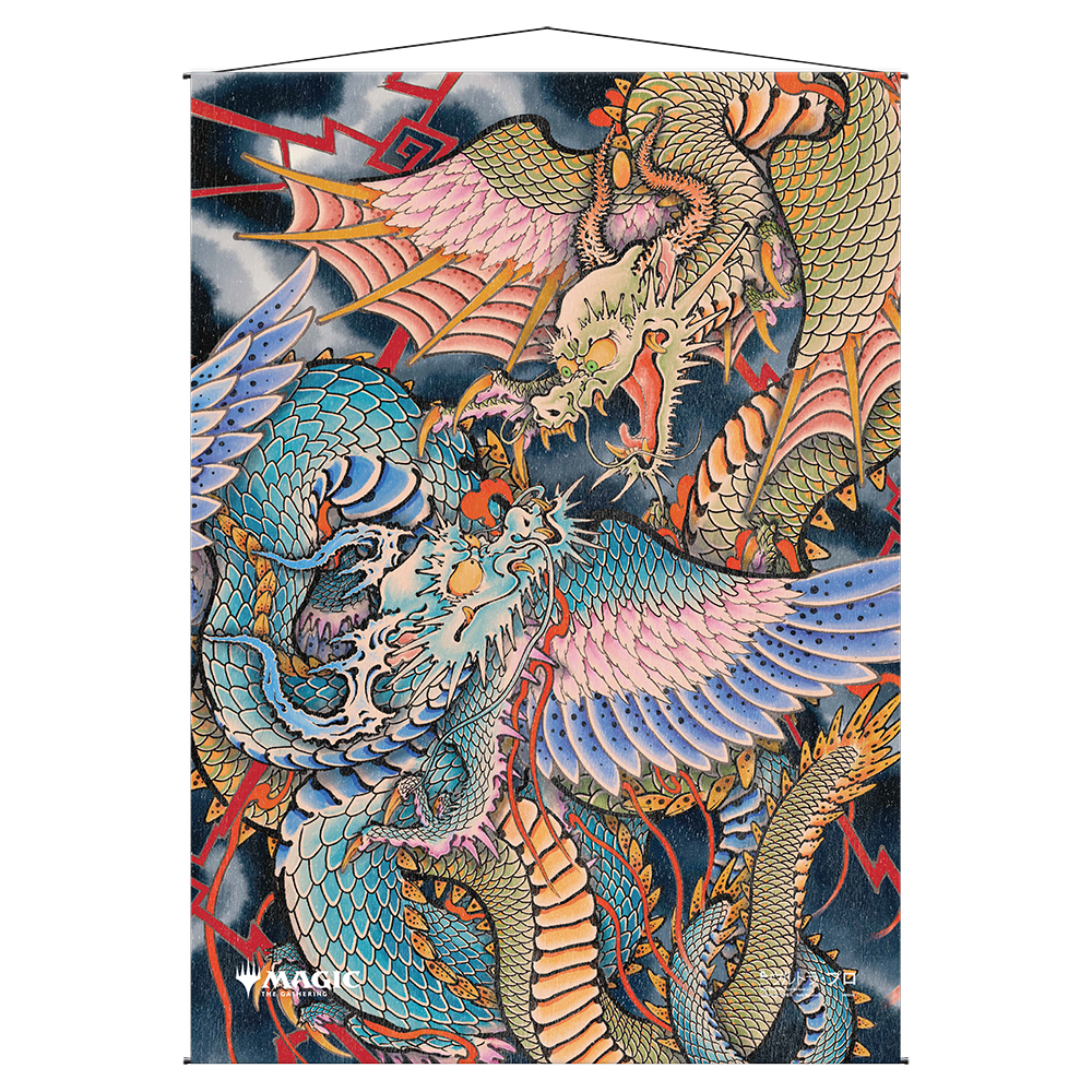 A colorful Magic The Gathering Crux of Fate Mystical Archive Wall Scroll by Ultra PRO.
