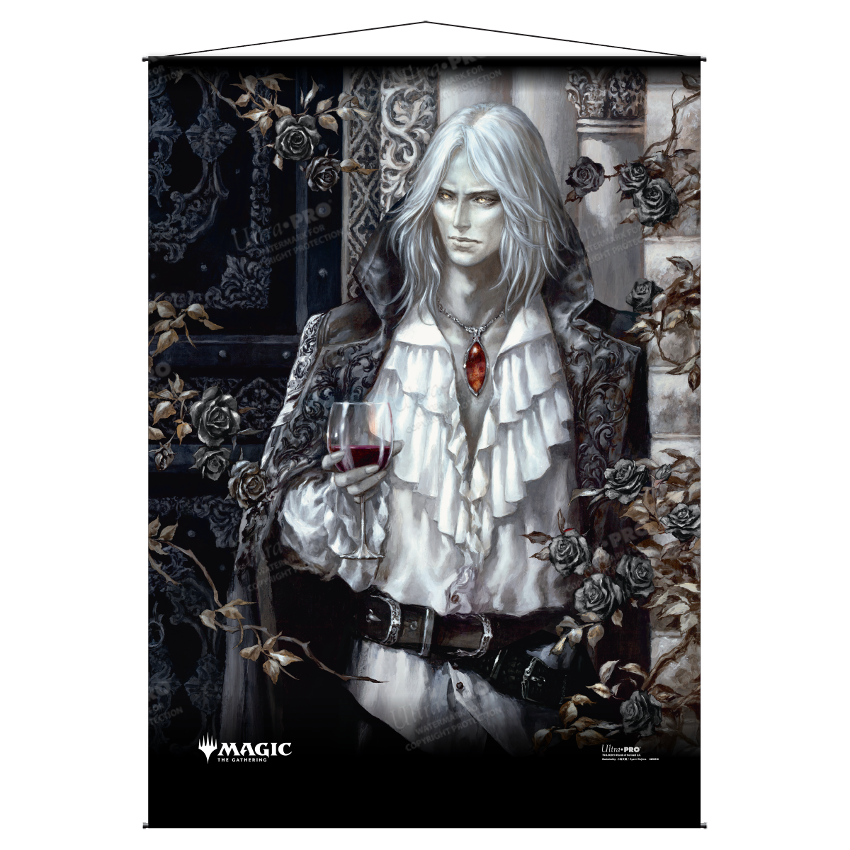 A gothic vampire Sorin the Mirthless wall scroll for Magic: The Gathering. Brand: Ultra PRO, Item: Innistrad: Crimson Vow Sorin the Mirthless Wall Scroll.