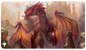 A red dragon standing in front of ancient ruins, with large wings spread. Brand: Ultra PRO, Item: Commander Legends: Battle for Baldur's Gate Firkraag, Cunning Instigator Standard Gaming Playmat.