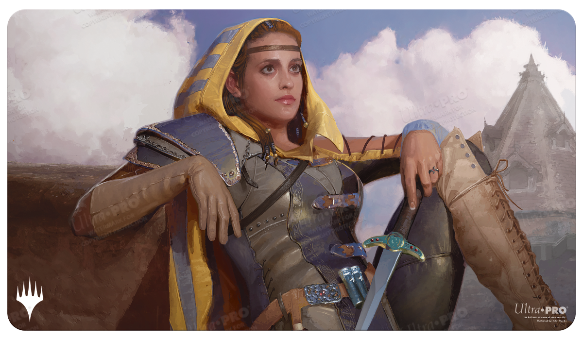 A Magic: The Gathering Nalia de’Arnise Standard Gaming Playmat by Ultra PRO.