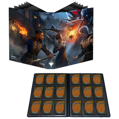 A black 9-Pocket PRO-BINDER for Magic: The Gathering Commander Legends: Battle for Baldur's Gate. Brand: Ultra PRO, Item: Commander Legends: Battle for Baldur's Gate Party Battle 9-Pocket PRO-BINDER.