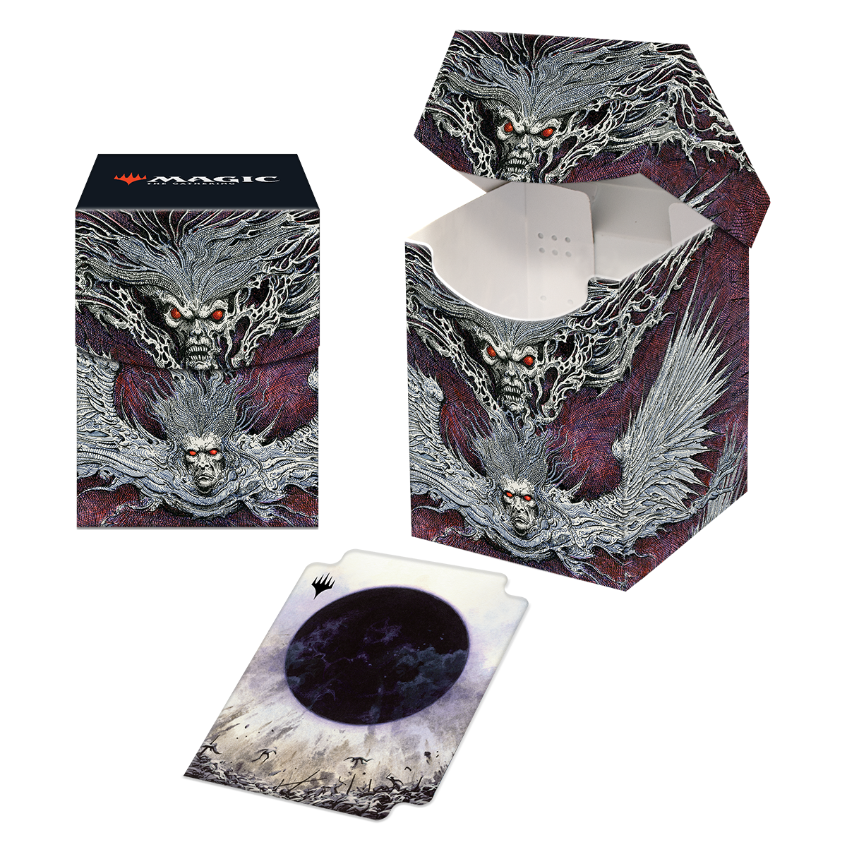 A dark fantasy art deck box and card sleeve set for Magic: The Gathering. Brand: Ultra PRO, Item: Double Masters Damnation 100+ DECK BOX®