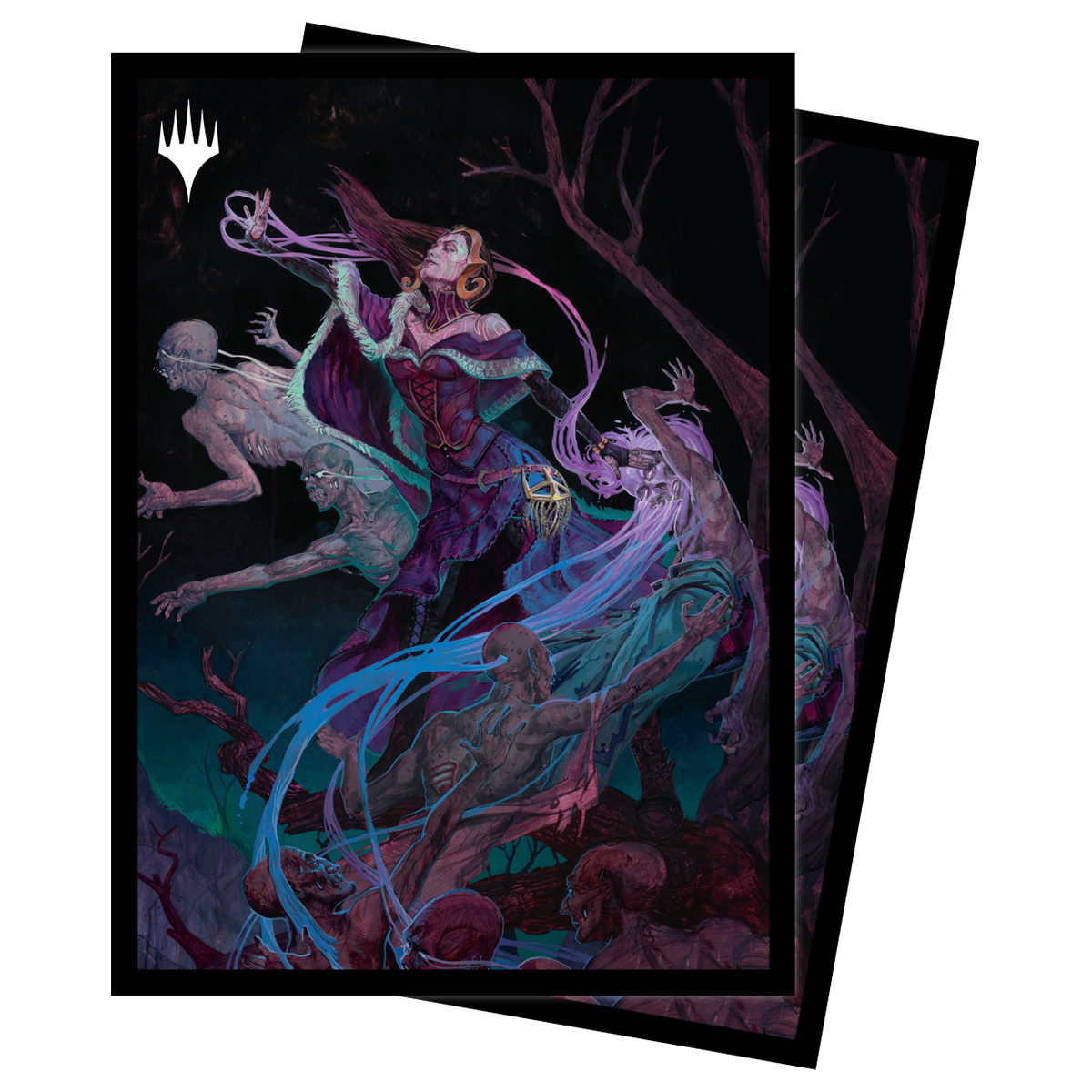 A dark-themed Magic: The Gathering deck protector sleeves featuring Liliana, the Last Hope. Brand: Ultra PRO, Item: Double Masters Liliana, the Last Hope Standard DECK PROTECTOR® Sleeves (100ct).