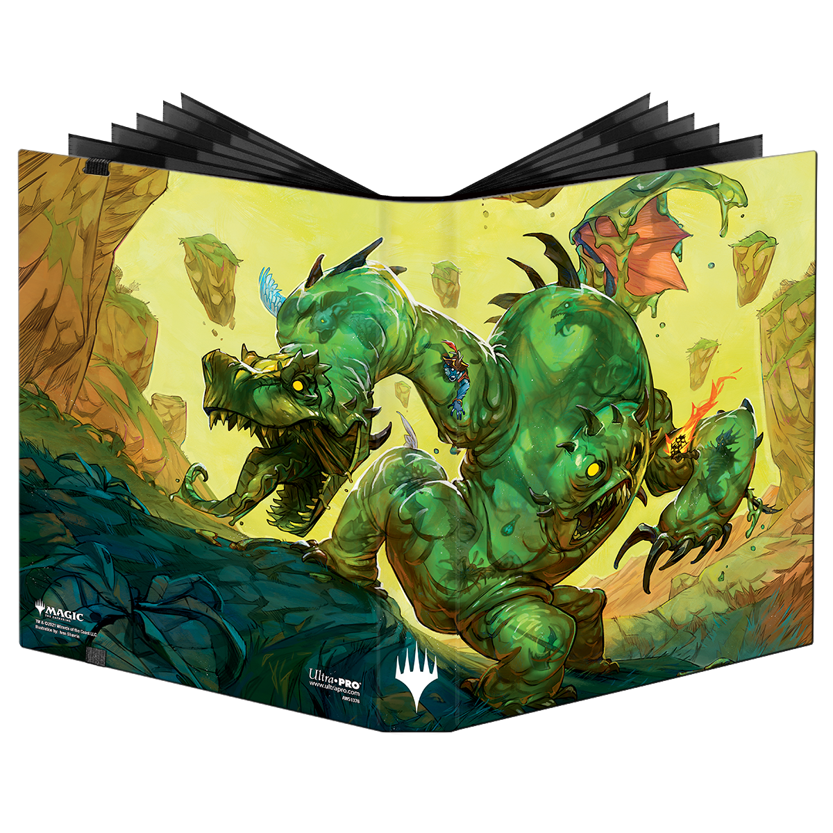 A green and yellow Double Masters Mimeoplasm 9-Pocket PRO-BINDER for Magic: The Gathering. Brand: Ultra PRO, Item: Double Masters Mimeoplasm 9-Pocket PRO-BINDER.