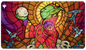 A stained glass style Magic: The Gathering playmat featuring Squee, Dubious Monarch. Brand: Ultra PRO, Item: Dominaria United Squee, Dubious Monarch Standard Gaming Playmat.