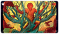 A stained glass style The Raven Man Standard Gaming Playmat for Magic: The Gathering. Brand: Ultra PRO, Item: Dominaria United The Raven Man Standard Gaming Playmat.