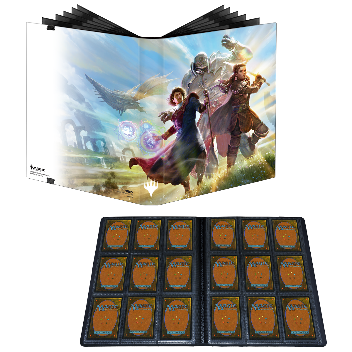 A black Dominaria United Karn and Weatherlight 9-Pocket PRO-BINDER for Magic: The Gathering. Brand: Ultra PRO, Item: Dominaria United Karn and Weatherlight 9-Pocket PRO-BINDER.