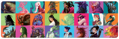 A collage of fantasy art characters from Magic: The Gathering Commander Masters on an 8ft table playmat. Brand: Ultra PRO, Item: Commander Masters Pop Collage 8ft Table Playmat for Magic: The Gathering