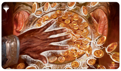 A white Magic: The Gathering Commander Masters Smothering Tithe gaming playmat. Brand: Ultra PRO, Item: Commander Masters Smothering Tithe White Standard Gaming Playmat.