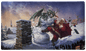 A festive TCG Playmat featuring Santa Claus fighting a dragon made of snow. Brand: Dragon Shield (Dev), Item: Christmas 2025 - TCG Playmat