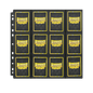A black 24-pocket page protector for standard size cards. Brand: Dragon Shield, Item: 24 Pocket Pages - Non-Glare - Standard Size.