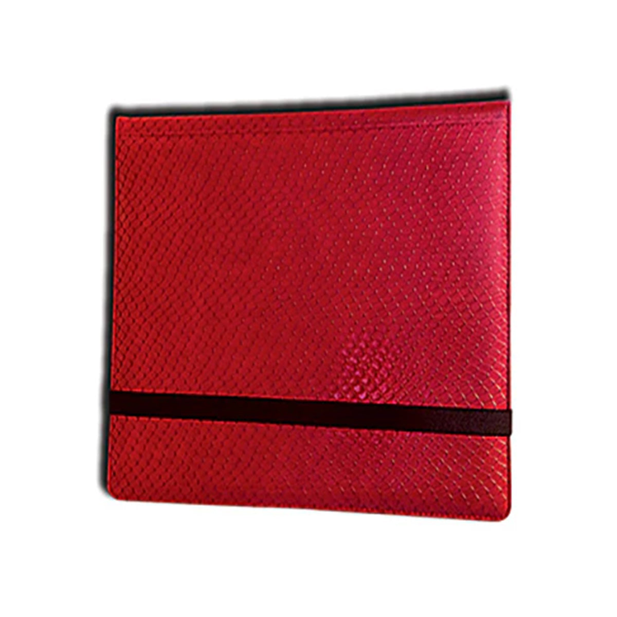 A Red 12 Pocket Dragon Hide Binder. Brand: Legion Supplies, Item: 3X4 12 Pocket Dragon Hide Red Binder.