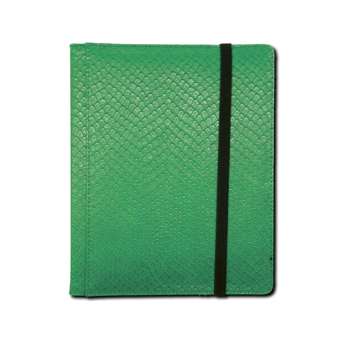 A green dragon hide textured 4-pocket binder. Brand: Legion Supplies, Item: 4 Pocket Dragon Hide Green Binder.