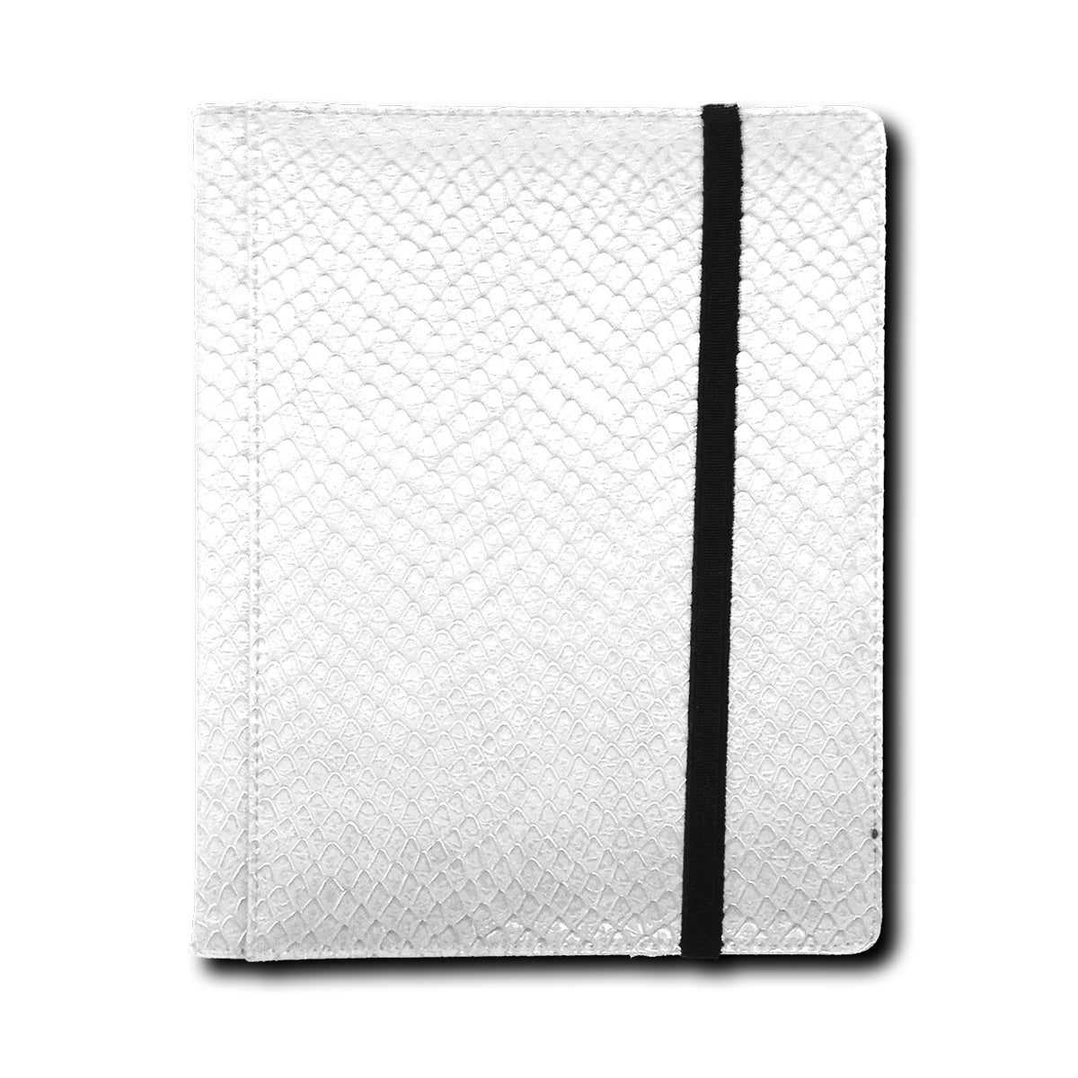 A white Dragon Hide 4-pocket binder. Brand: Legion Supplies, Item: 4 Pocket Dragon Hide White Binder.