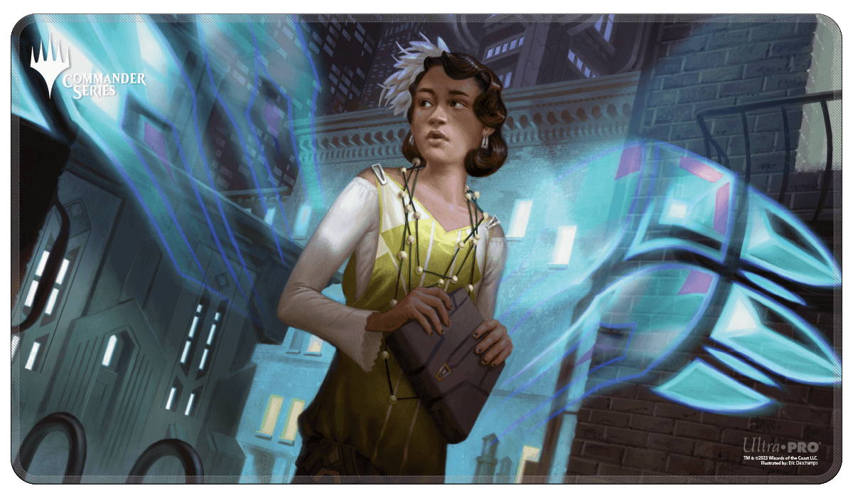 A Magic: The Gathering Commander Series playmat featuring Giada in a city setting, by Ultra PRO.