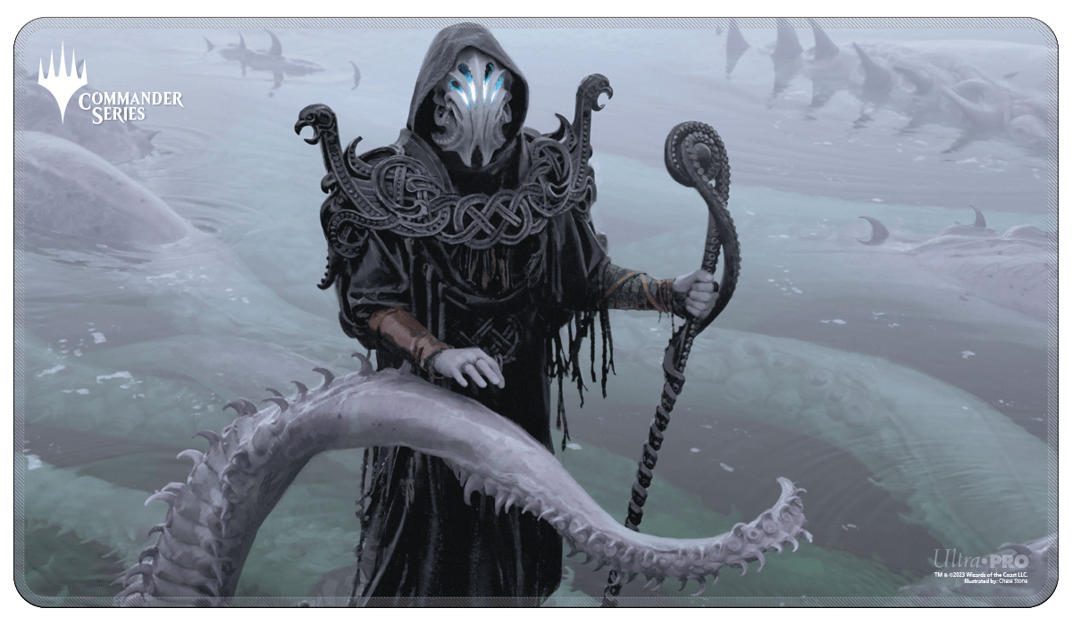 A dark, mystical Commander Series #1: Mono - Orvar Stitched Standard Gaming Playmat for Magic: The Gathering by Ultra PRO.
