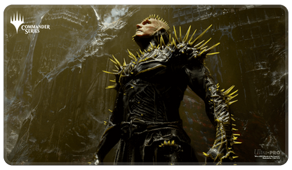 A dark, spiky K'rrik Mono Commander Series playmat. Brand: Ultra PRO, Item: Commander Series #1: Mono - K'rrik Stitched Standard Gaming Playmat for Magic: The Gathering