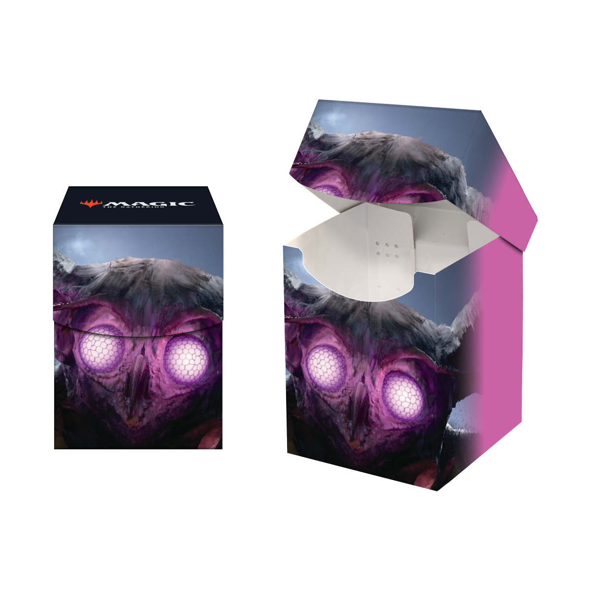 A deck box featuring the Mothman from Fallout, designed for Magic: The Gathering. Brand: Ultra Pro, Item: Fallout The Wise Mothman 100+ DECK BOX.
