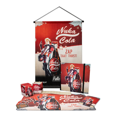 A red and white Fallout Nuka-Cola Pinup Wall Scroll for Magic: The Gathering. Brand: Magic: The Gathering, Item: Fallout Nuka-Cola Pinup Wall Scroll