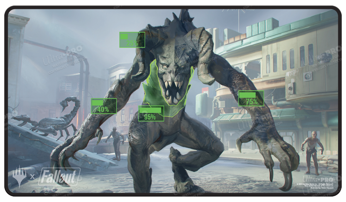 A Fallout V.A.T.S. Black Stitched Standard Gaming Playmat. Brand: Ultra PRO, Item: Fallout V.A.T.S. Black Stitched Standard Gaming Playmat for Magic: The Gathering