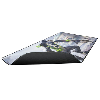A black stitched Fallout V.A.T.S. gaming playmat. Brand: Fallout, Item: V.A.T.S. Black Stitched Standard Gaming Playmat for Magic: The Gathering.