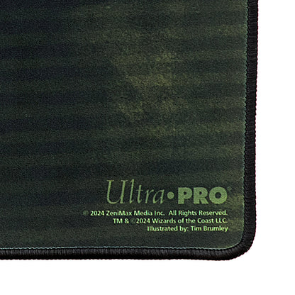 A black Ultra PRO gaming playmat featuring the Fallout Inventory Management design. Brand: Ultra PRO, Item: Fallout Inventory Management Playmat.