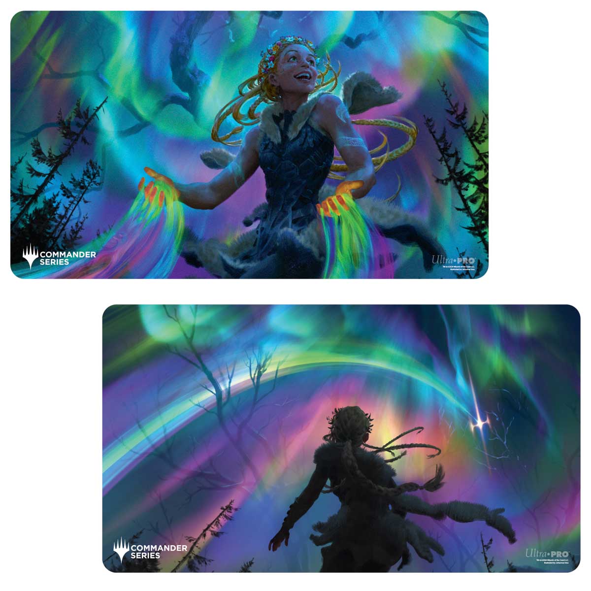 A vibrant and colorful Commander Series #4 Shard - Esika Double-Sided Standard Gaming Playmat for Magic: The Gathering by Ultra PRO.