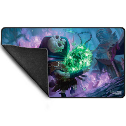 A black stitched playmat featuring the Magic: The Gathering Commander Series #4 Shard - Tinybones artwork. Brand: Ultra Pro.